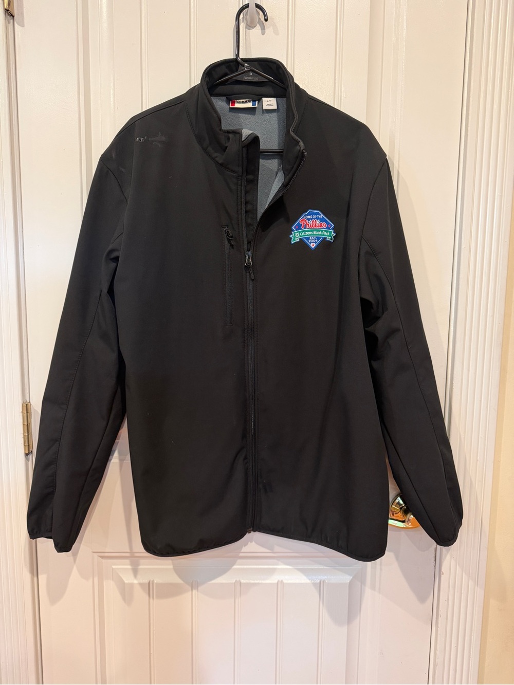 Black Lightweight Softshell Jacket with Embroidered Citizens Bank Park Patch